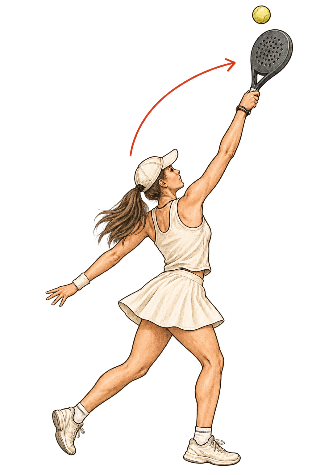 Illustration of a player performing a bandeja overhead