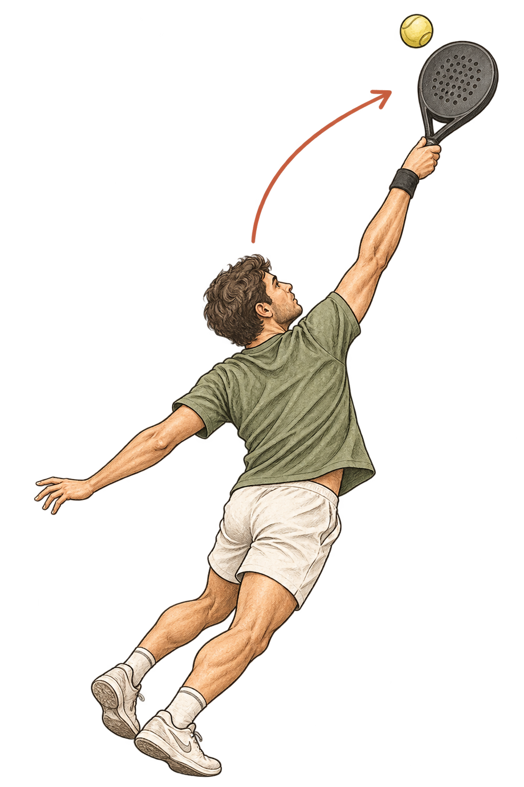 Illustration of a player performing a víbora overhead